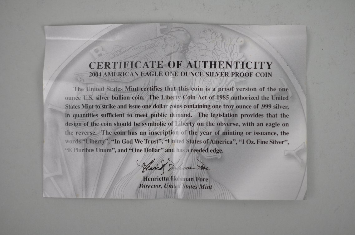 2004 American Silver Eagle Proof, photo 4 of 4