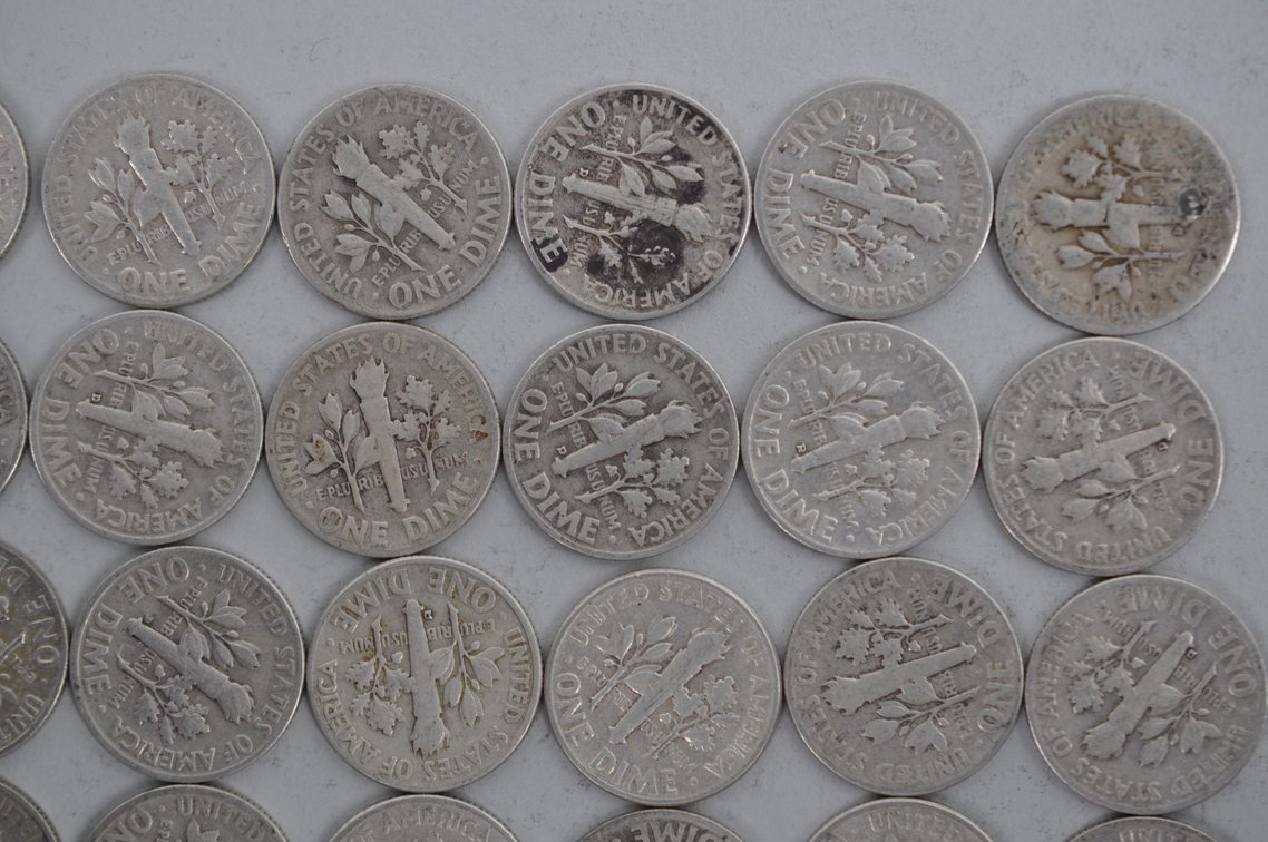 Tube of 50 Roosevelt Dimes, photo 8 of 13