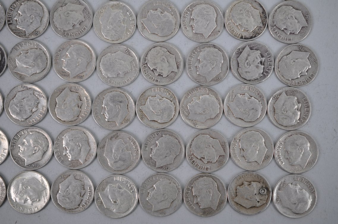 Tube of 50 Roosevelt Dimes, photo 5 of 13