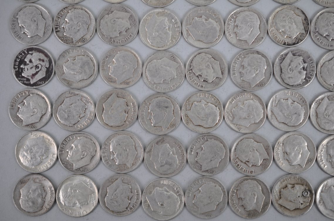 Tube of 50 Roosevelt Dimes, photo 4 of 13