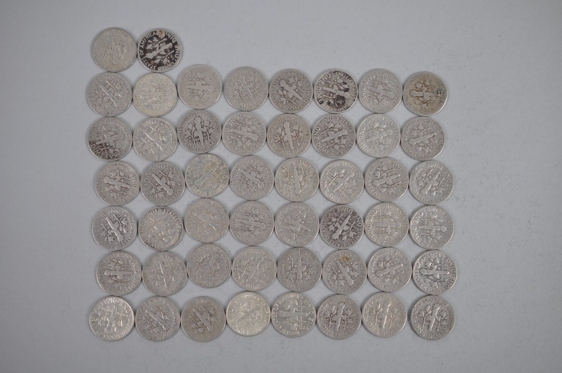 Tube of 50 Roosevelt Dimes, photo 6 of 13