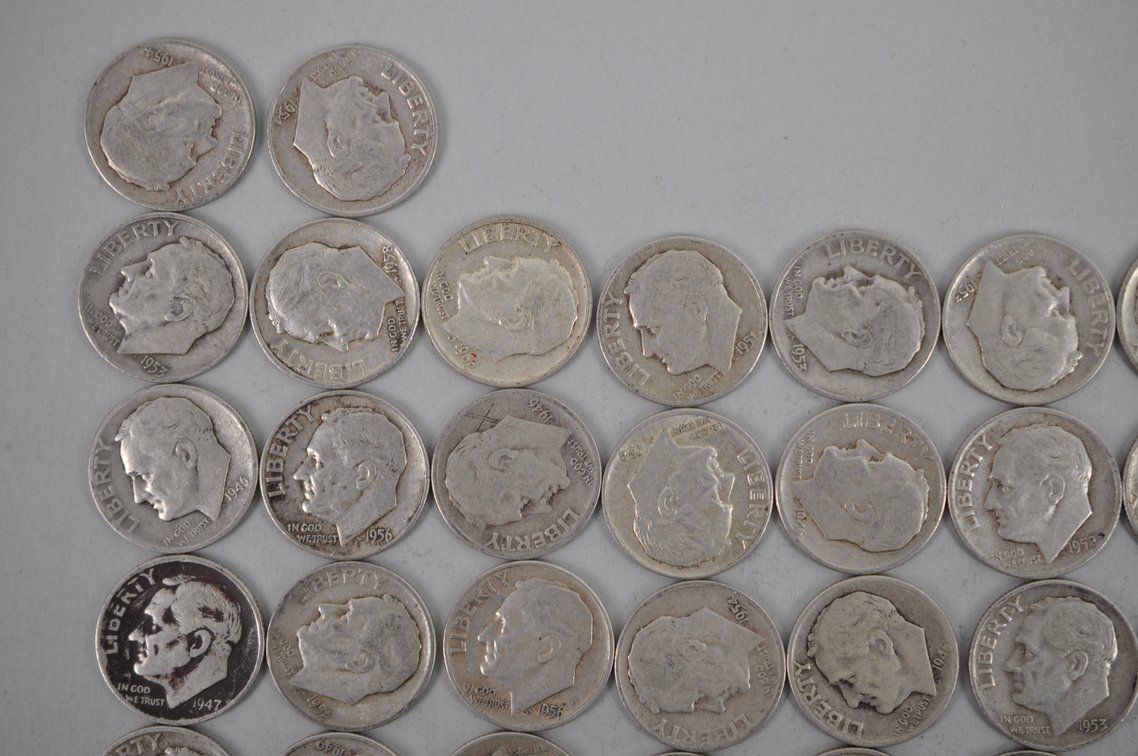 Tube of 50 Roosevelt Dimes, photo 2 of 13