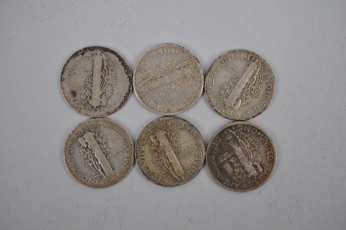 Tube of 50 Dimes Including 6 Winged Liberty Head Dimes, photo 7 of 15