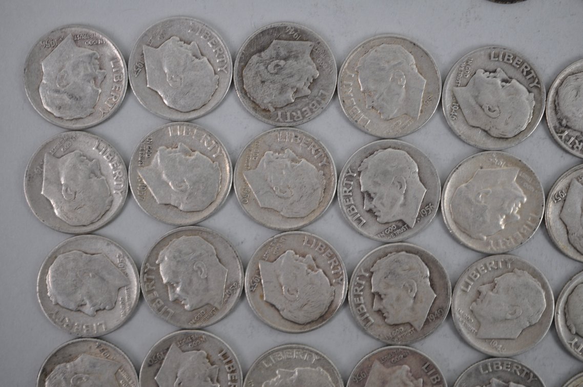 Tube of 50 Dimes Including 6 Winged Liberty Head Dimes, photo 5 of 15