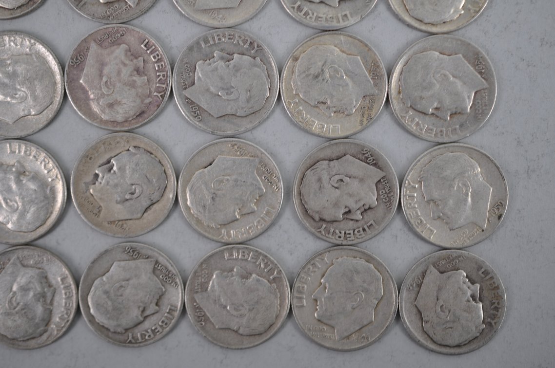 Tube of 50 Dimes Including 6 Winged Liberty Head Dimes, photo 3 of 15