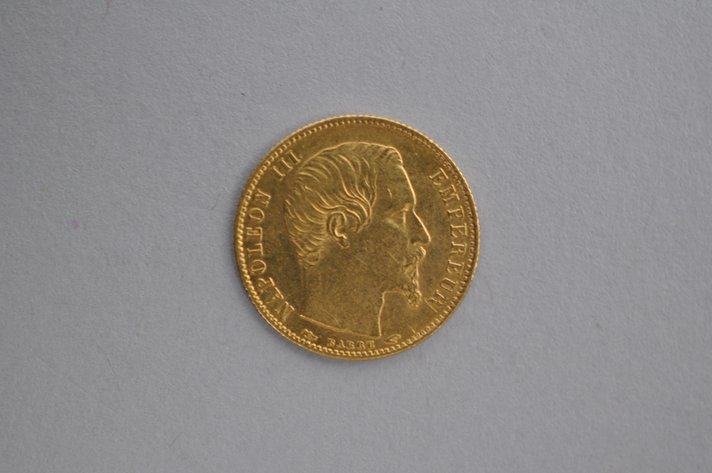 1854 Five Francs French Empire Napoleon III Gold Coin