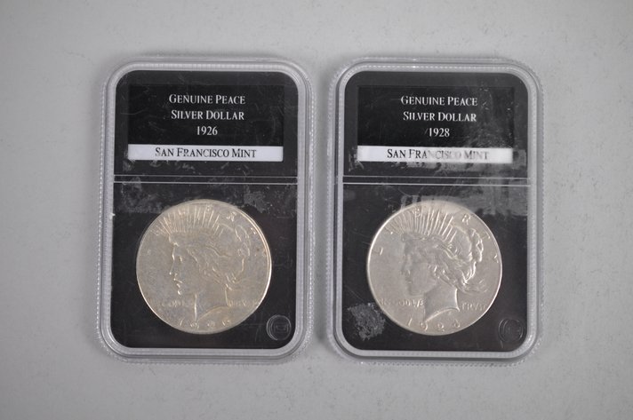 San Francisco Mint Silver Peace Dollars Slabbed- PCS