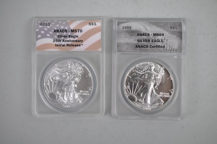 American Silver Eagles Graded MS69 and MS70