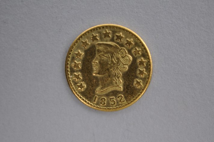 1852 Liberty Head California Gold Half Dollar Coin