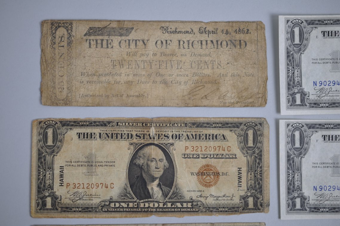 1935 Silver Certificates, Hawaii Notes, 25C Scrip Note Richmond, VA1862, photo 3 of 14
