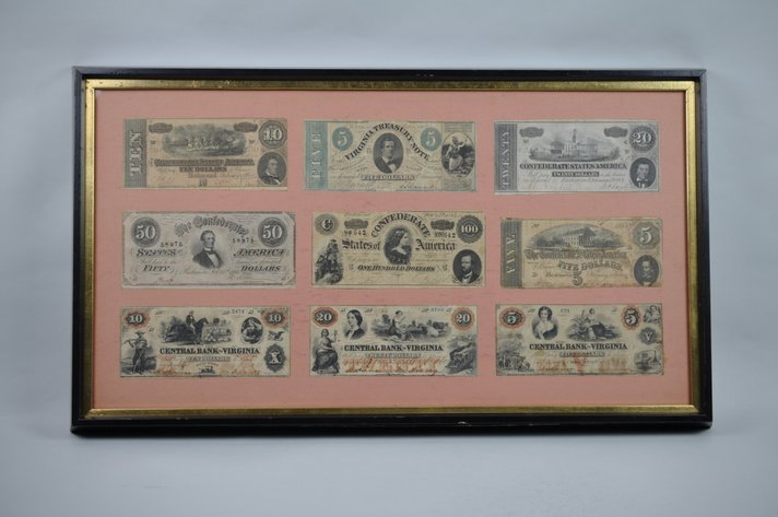 Framed Confederate Currency