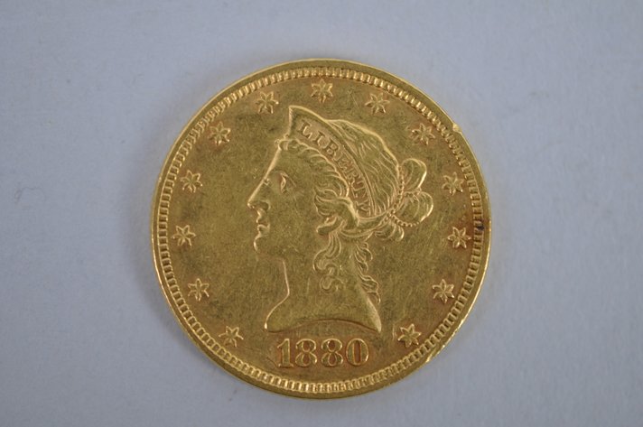 1880 Liberty Head Gold Eagle Ten Dollars Gold Coin
