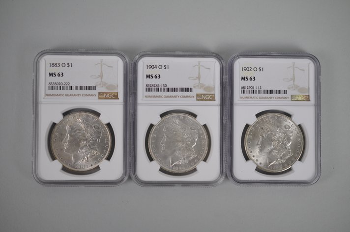 NGC Graded Slabbed Morgan Silver Dollars