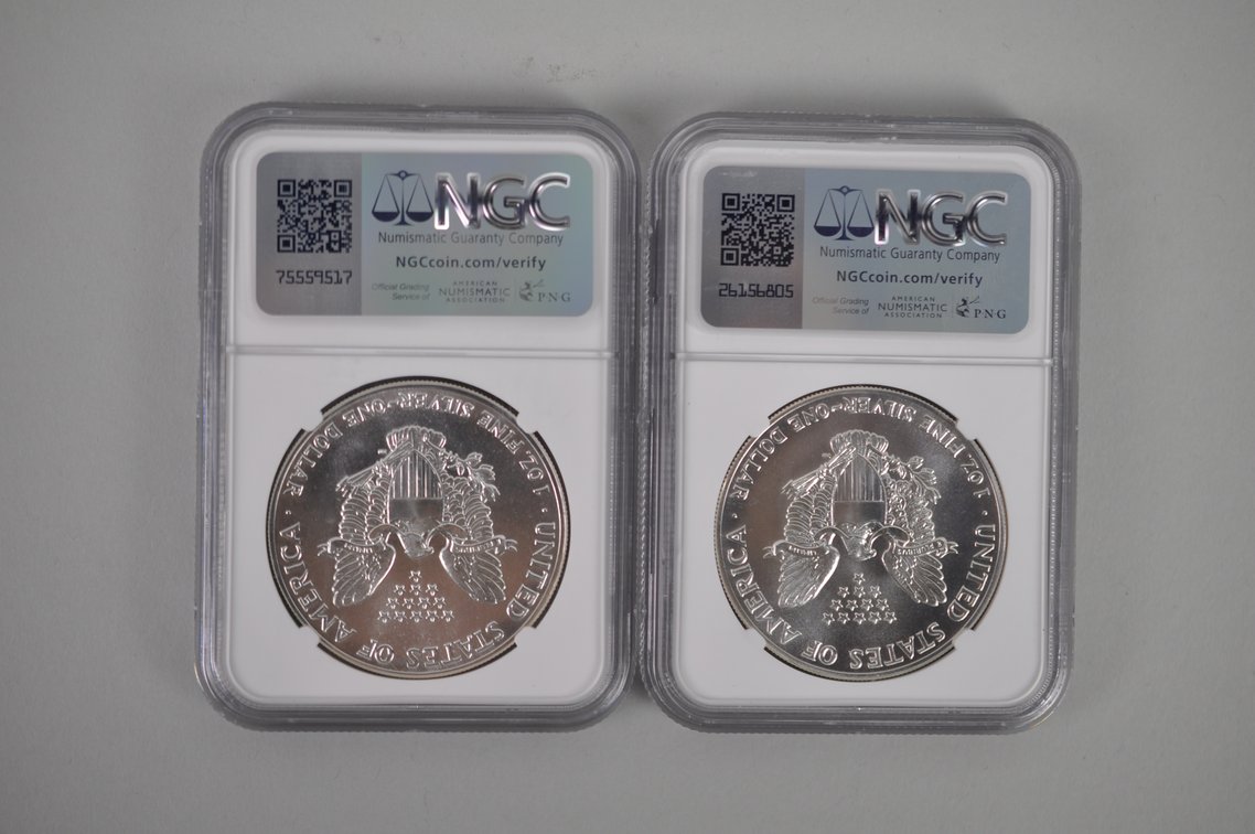 American Silver Eagles Graded MS69, photo 2 of 6