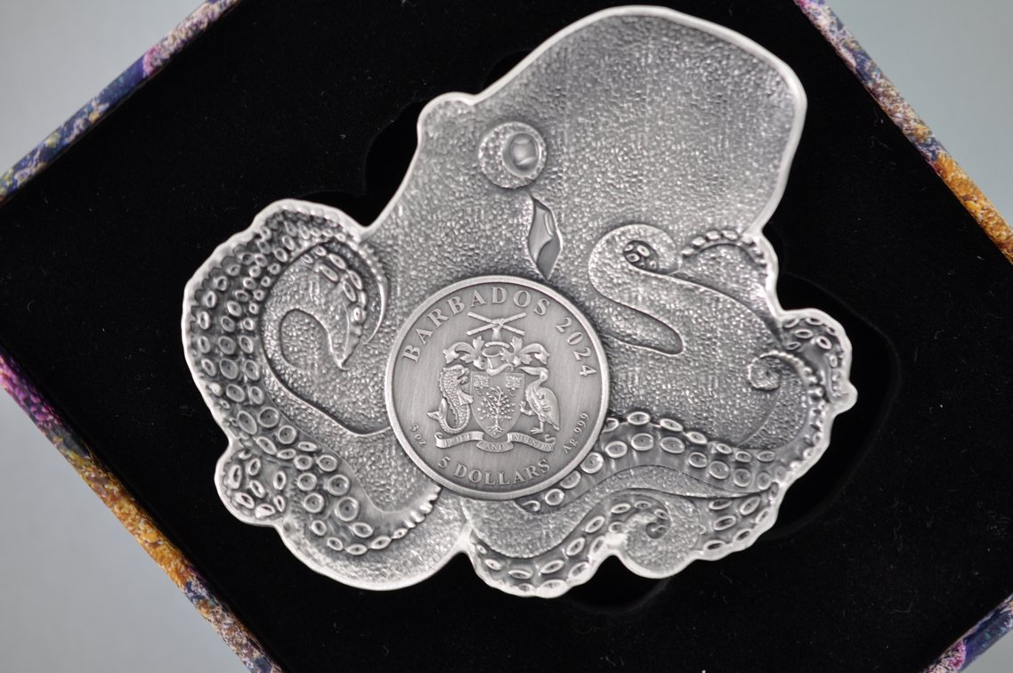 Barbados Silver Octopus Coin Mint Set, photo 3 of 5