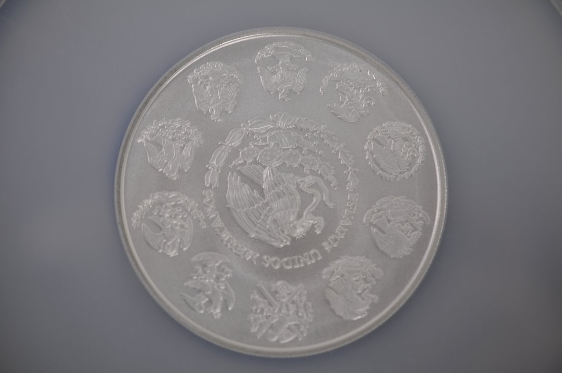 Graded Mexico Two Onzas Silver Double Dollar MS69, photo 4 of 4
