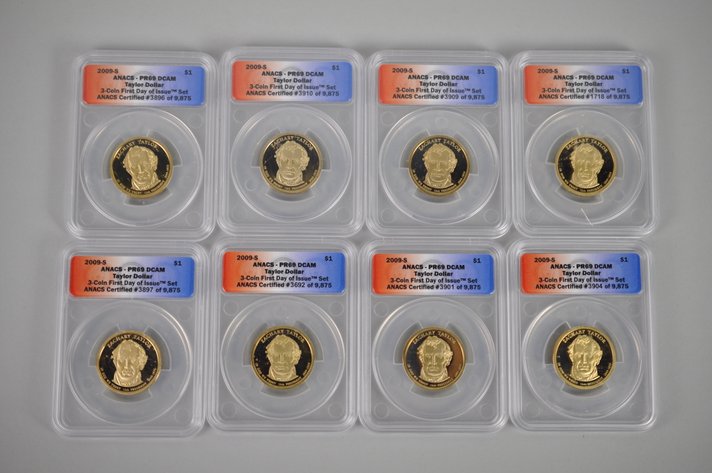 First Day of Issue Gold Colored Graded 2009S Taylor Dollars
