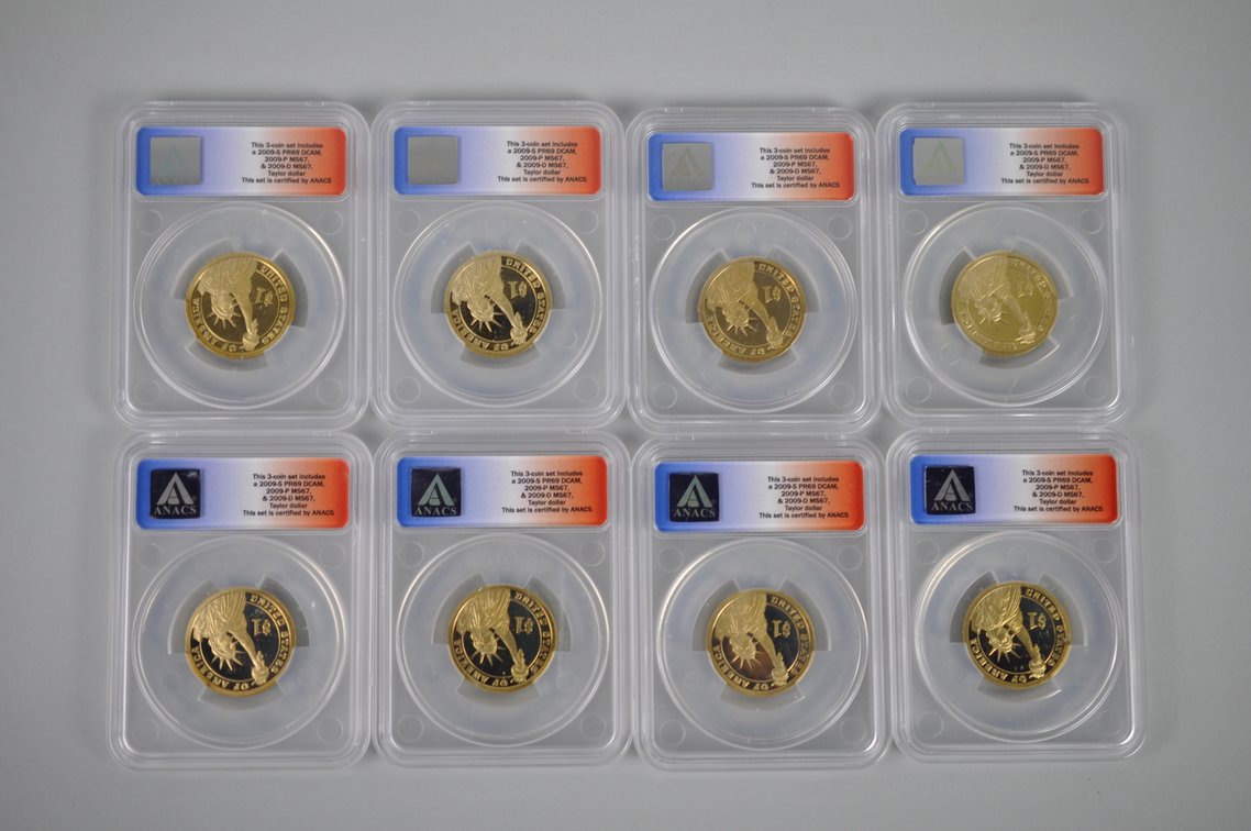 First Day of Issue Gold Colored Graded 2009S Taylor Dollars, photo 2 of 4