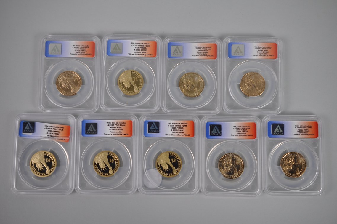 First Day of Issue Gold Colored Graded Taylor Dollars, photo 2 of 4