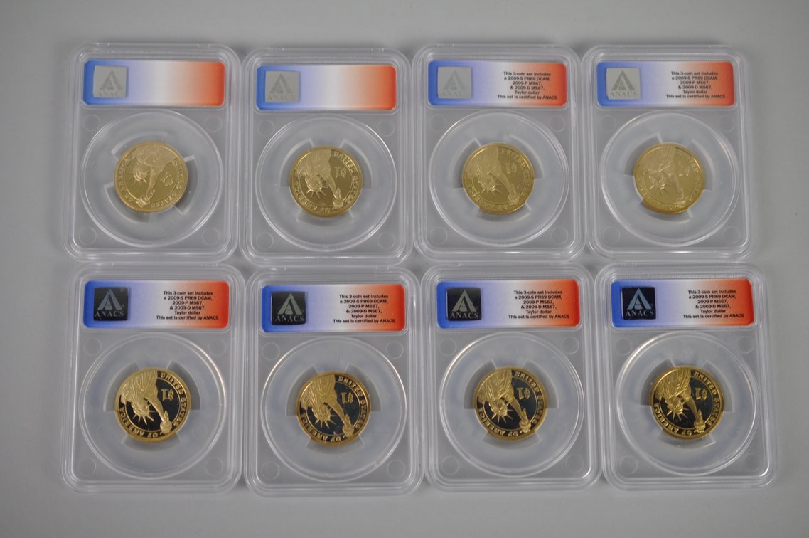 First Day of Issue Gold Colored Graded Taylor Dollars, photo 2 of 6