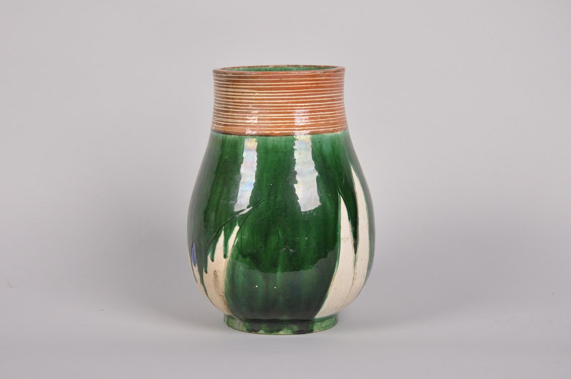 Awaji Japanese Glazed Iris Vase, photo 3 of 9