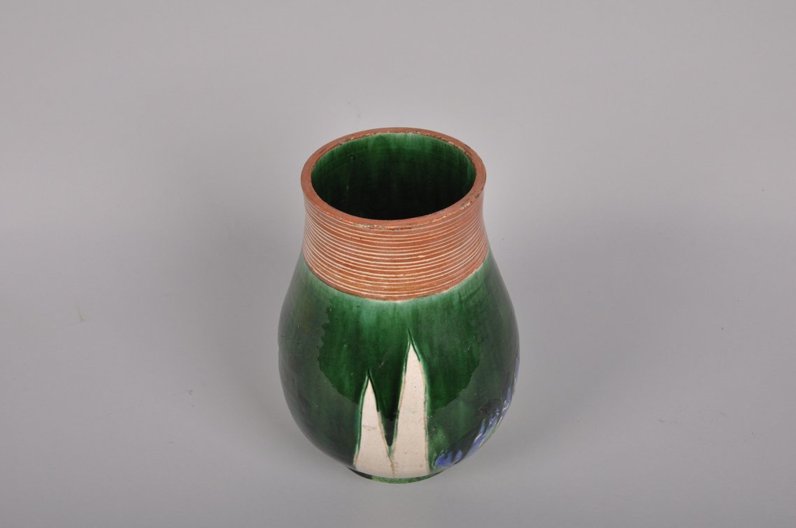 Awaji Japanese Glazed Iris Vase, photo 5 of 9