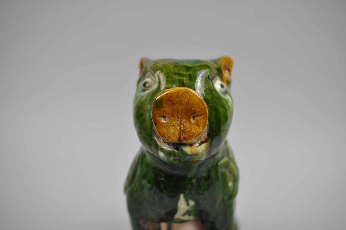 Chinese Sancai Glazed Pig Foo/Qilin Dog 20th Century Roof Tile, photo 11 of 13