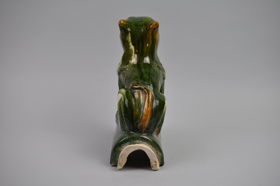 Chinese Sancai Glazed Pig Foo/Qilin Dog 20th Century Roof Tile, photo 6 of 13