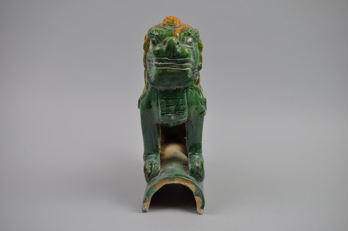 Chinese Sancai Glazed Foo Dog 20th Century Roof Tile, photo 7 of 10