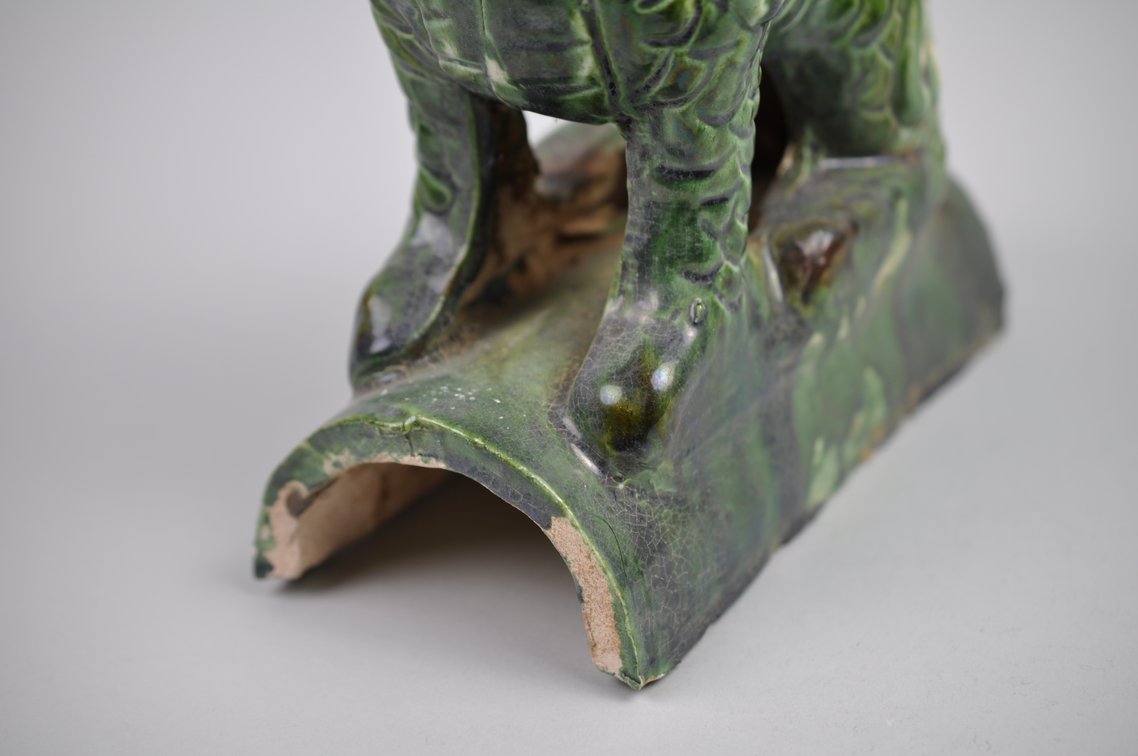 Chinese Sancai Glazed Lizard Foo/Qilin Dog 20th Century Roof Tile, photo 9 of 10