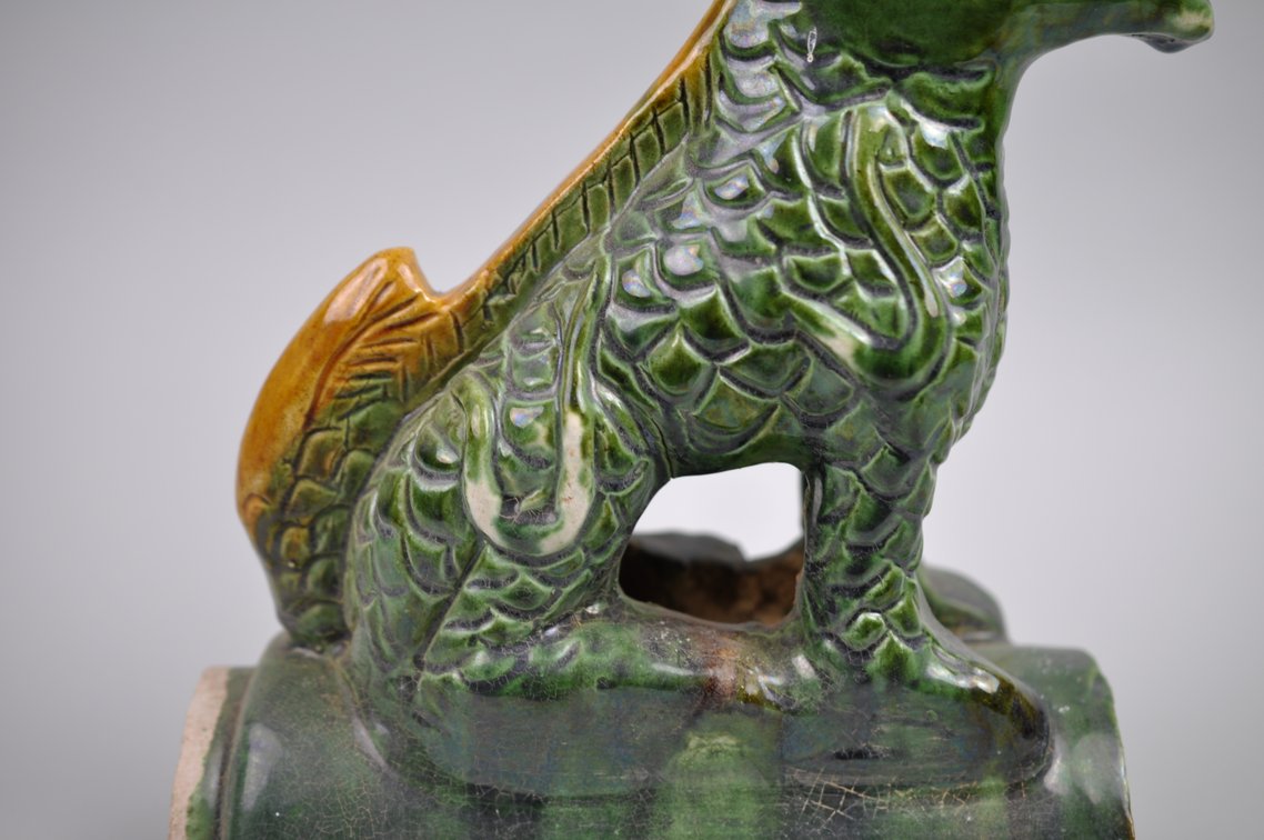 Chinese Sancai Glazed Lizard Foo/Qilin Dog 20th Century Roof Tile, photo 4 of 10