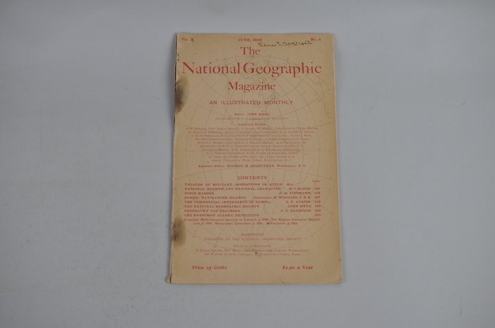 Vol. X No. 6 – June 1899 National Geographic w/ Map (Rare)