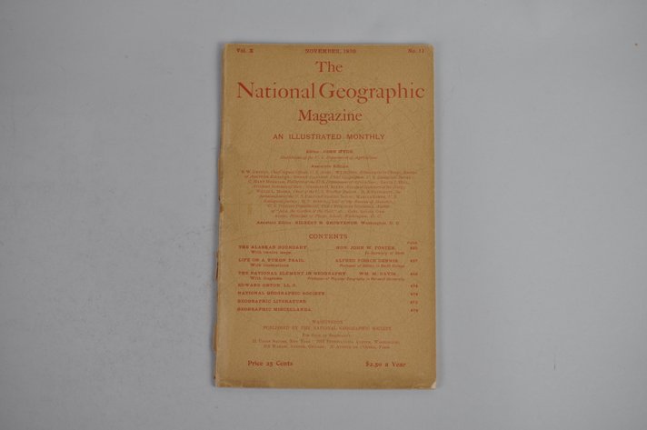 Vol. X No. 11 – November 1899 National Geographic w/ Maps