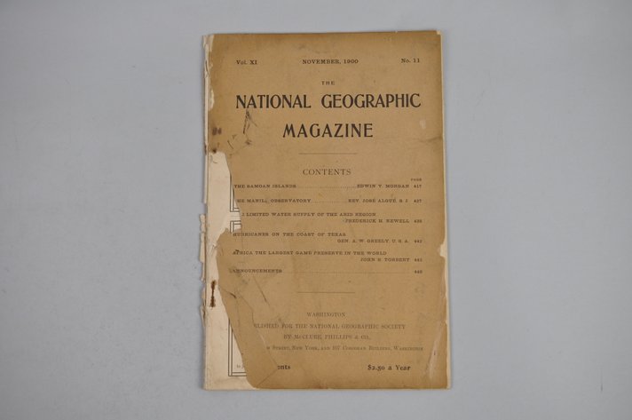 Vol. XI No. 11 – November 1900 National Geographic