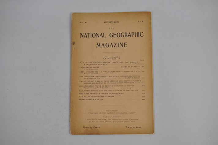 Vol. XI No. 8 – August 1900 National Geographic