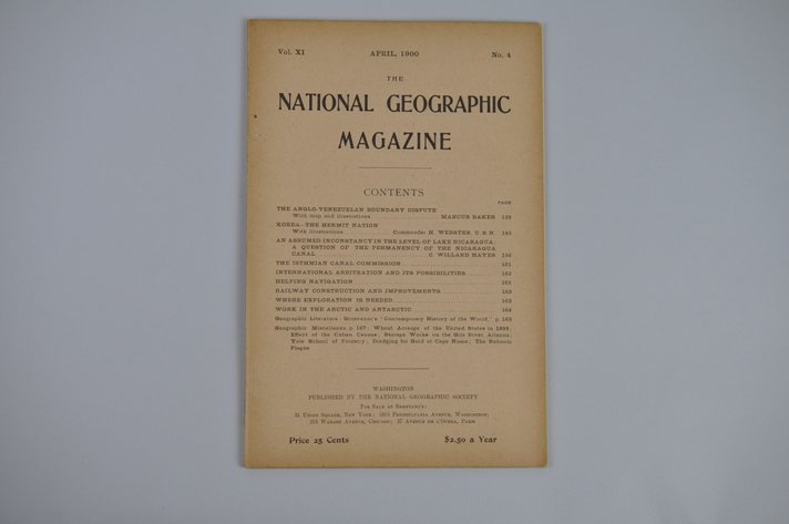 Vol. XI No.4 – April 1900 National Geographic