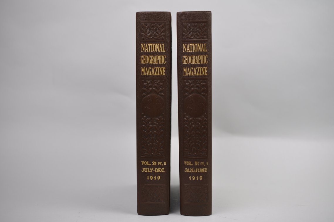 Vol. 21 Pt.1&2 National Geographic 1910 Brown Leather Bound, photo 2 of 5