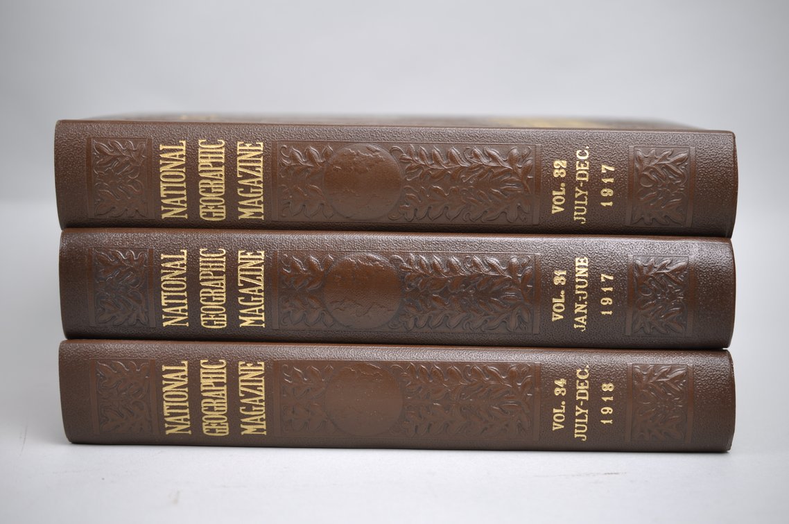 Vol. 31-36 National Geographic 1917-1919 Brown Leather Bound, photo 3 of 11