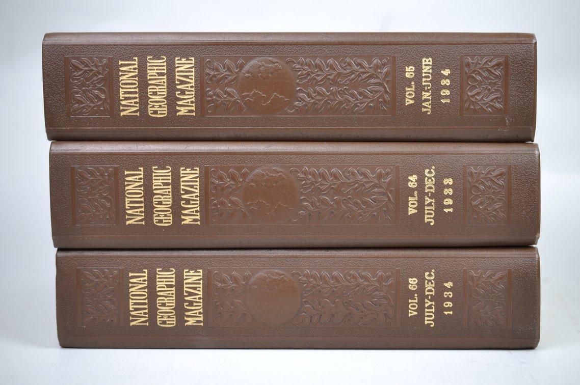 Vol. 61-66 National Geographic 1932-1934 Brown Leather Bound, photo 3 of 11