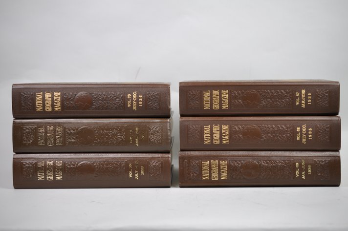Vol. 67-72 National Geographic 1935-1937 Brown Leather Bound