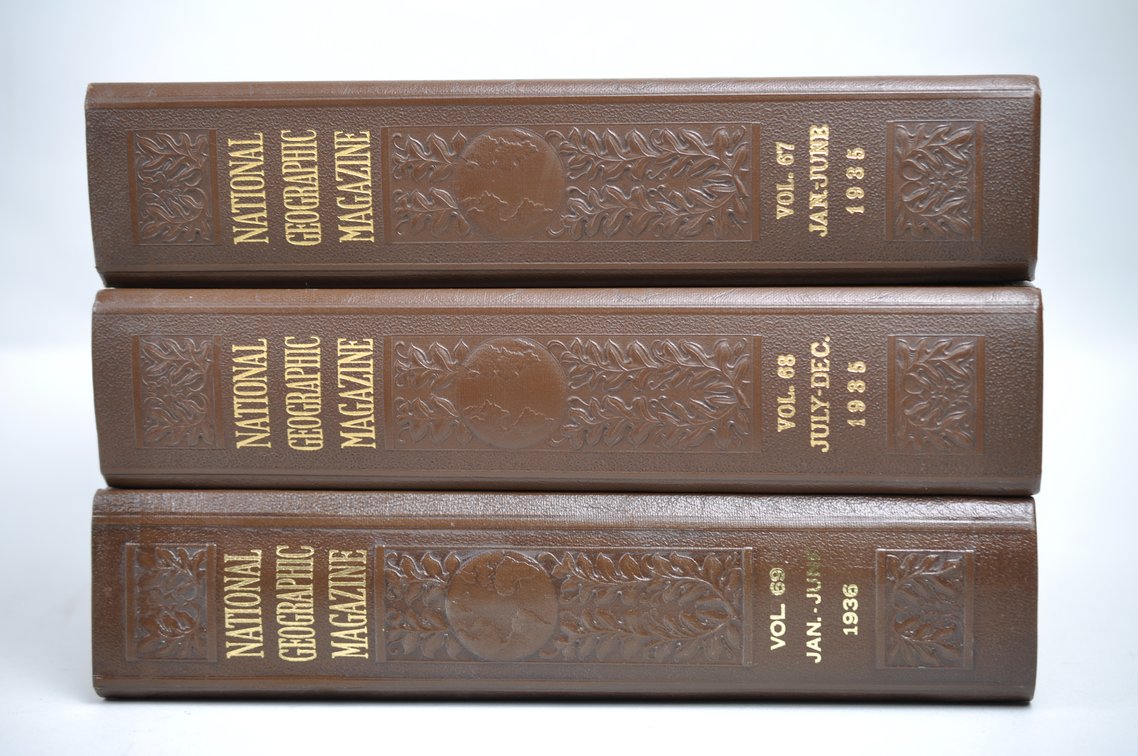 Vol. 67-72 National Geographic 1935-1937 Brown Leather Bound, photo 3 of 11