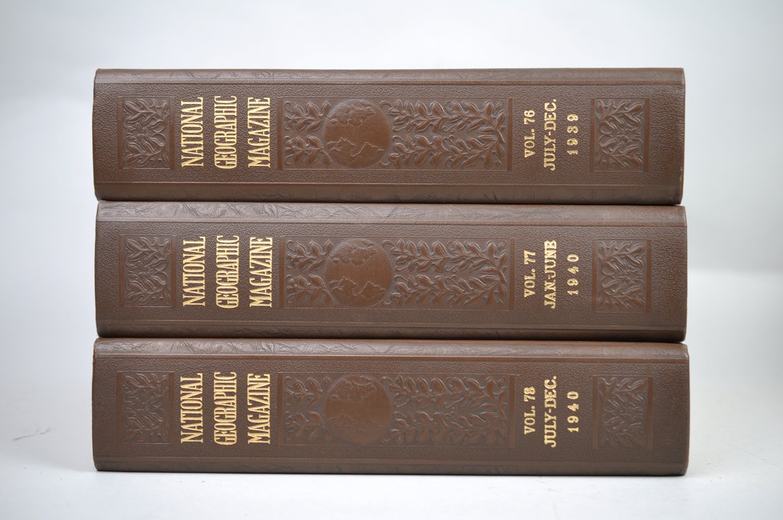 Vol. 73-78 National Geographic 1938-1940 Brown Leather Bound, photo 3 of 11