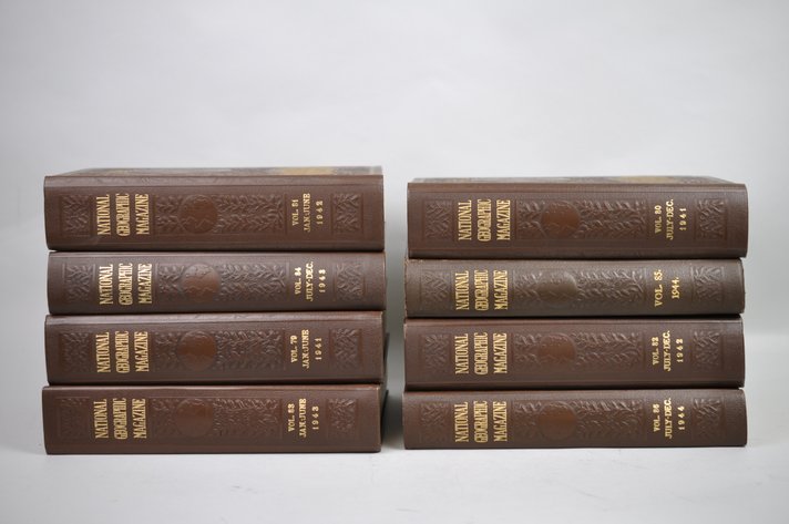 Vol. 79-86 National Geographic 1941-1944 Brown Leather Bound