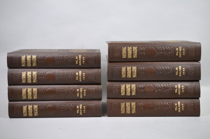 Vol. 87-94 Original National Geographic Brown Leather Bound 1945-1948