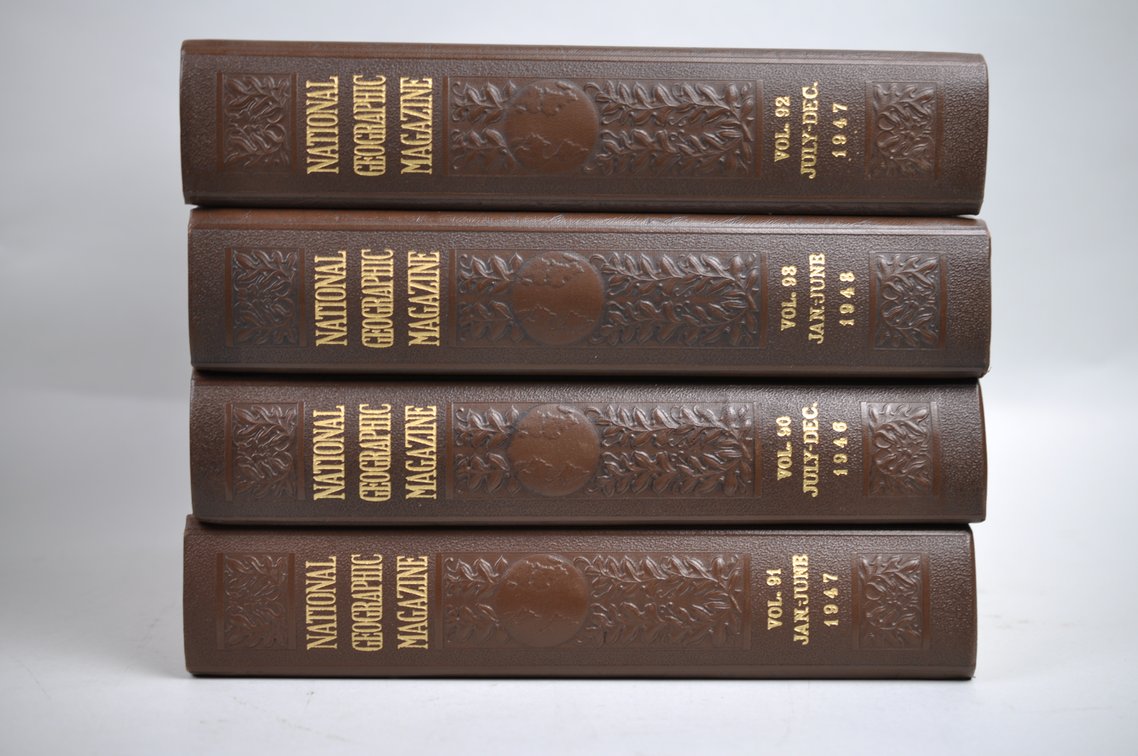 Vol. 87-94 Original National Geographic Brown Leather Bound 1945-1948, photo 2 of 11