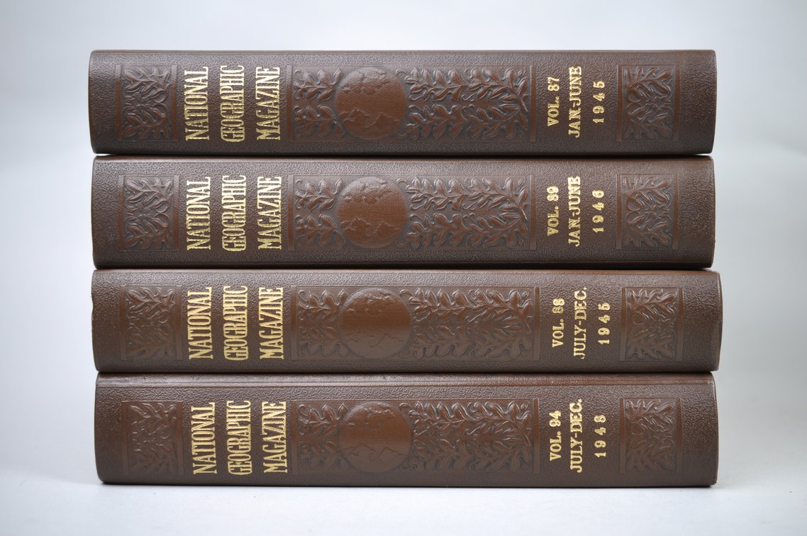 Vol. 87-94 Original National Geographic Brown Leather Bound 1945-1948, photo 3 of 11