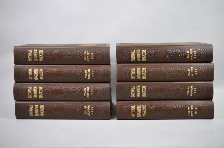 Vol. 95-102 National Geographic 1949-1952 Brown Leather Bound