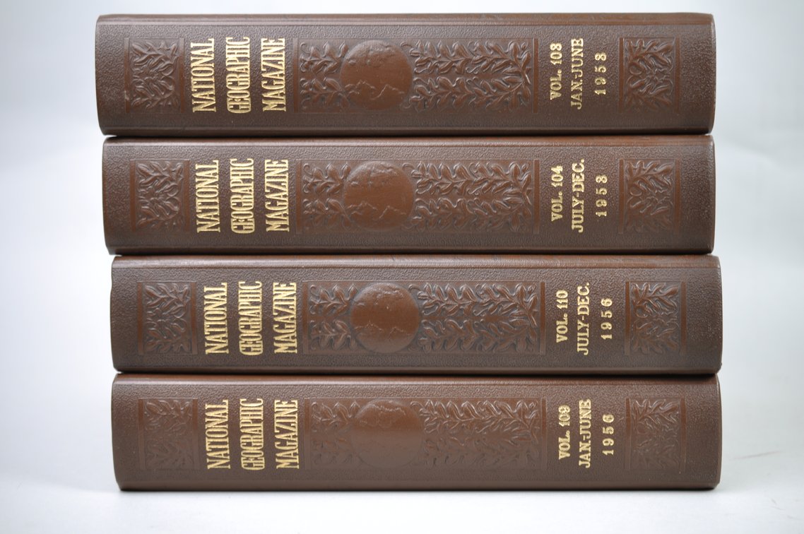 Vol. 103-110 National Geographic 1953-1956 Brown Leather Bound, photo 2 of 11