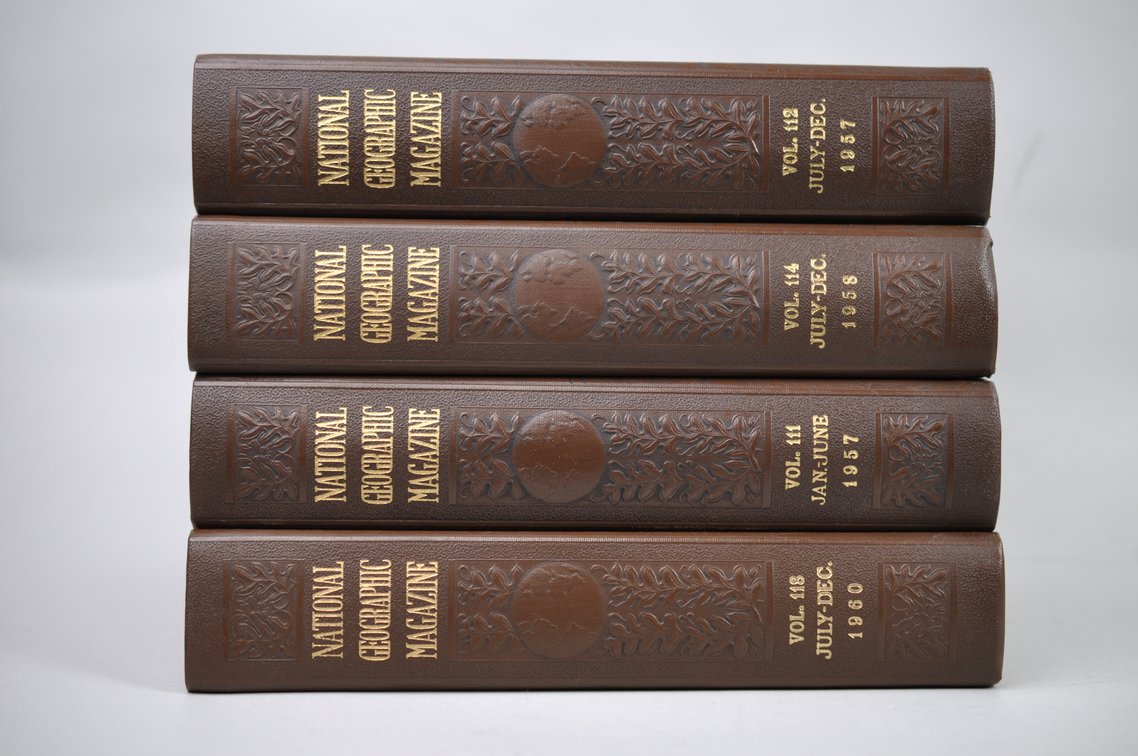 Vol. 111-118 National Geographic 1957-1960 Brown Leather Bound, photo 2 of 11