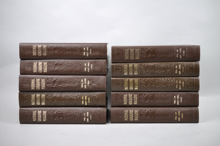 Vol. 167-176 National Geographic 1985-1989 Brown Leather Bound